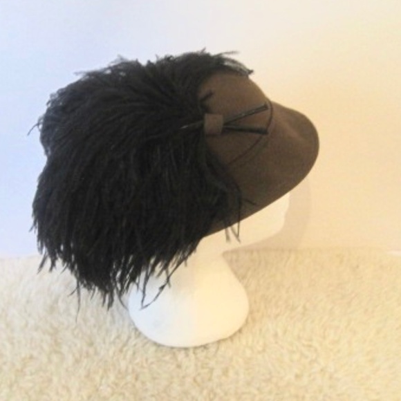 Vintage Anita Pineault Wool Felt Hat With Feathers - Picture 3 of 9